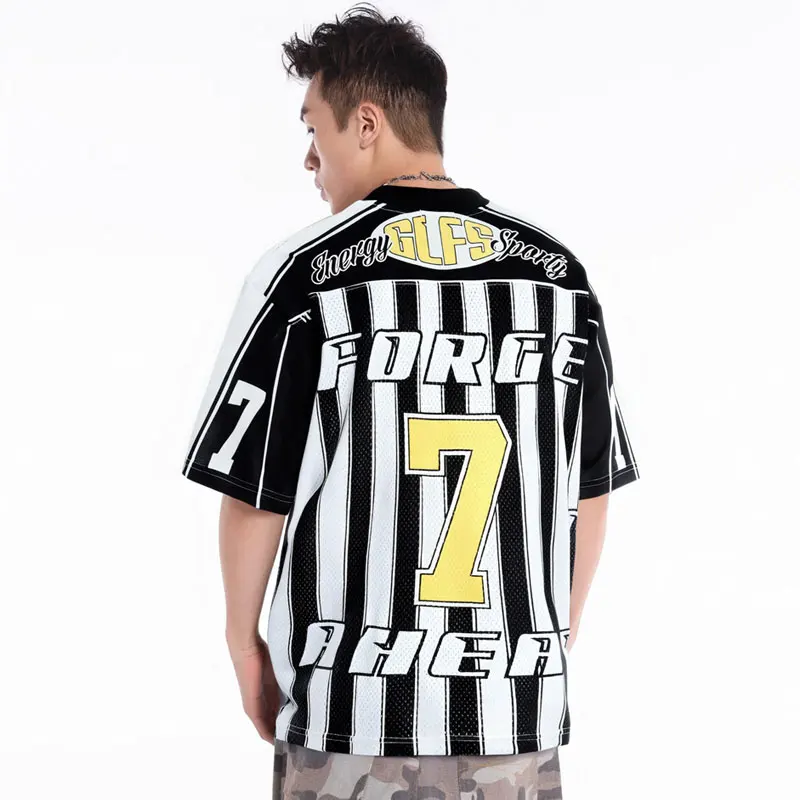 kf-Sc2dfd04304a34e8db3750e588c5cfcd50 Vintage Mesh Soccer Jersey T-Shirt Y2K Graphic Printed Stripes Sports Urban Oversized Tshirt Hip Hop Harajuku Men Streetwear Top